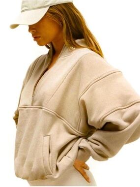 Joah Brown Tan Women's Quarter-Zip Sweater